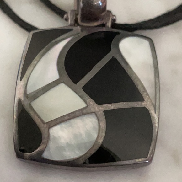 K THAI Sterling Onyx Mother of Pearl Jewelry Set - Picture 3 of 5